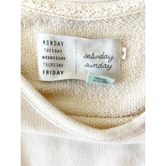 Anthropologie Saturday Sunday Dress XS Cream Crochet French Terry Mini Stretch - Picture 6 of 13